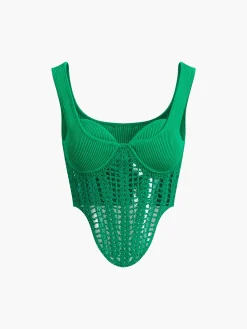 COMMENSE Contour Piping Crochet Crop Top* Sweater Tops|Sweaters & Cardigans