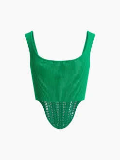 COMMENSE Contour Piping Crochet Crop Top* Sweater Tops|Sweaters & Cardigans