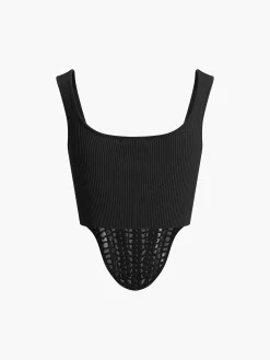COMMENSE Contour Piping Crochet Crop Top* Sweater Tops|Sweaters & Cardigans
