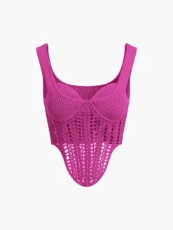 COMMENSE Contour Piping Crochet Crop Top* Sweater Tops|Sweaters & Cardigans