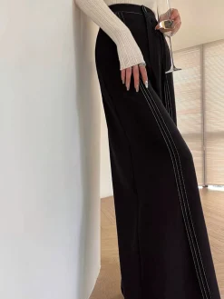 COMMENSE Contrast Bars Wide-Leg Flare Pants* Pants|Bottoms