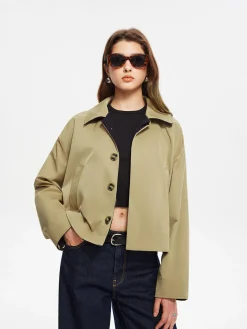 COMMENSE Contrast Belt Button Trench Coat* Outerwear|Coats