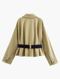 COMMENSE Contrast Belt Button Trench Coat* Outerwear|Coats
