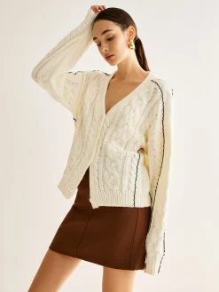 COMMENSE Contrast Binding Button Cardigan* Cardigans|Sweaters & Cardigans