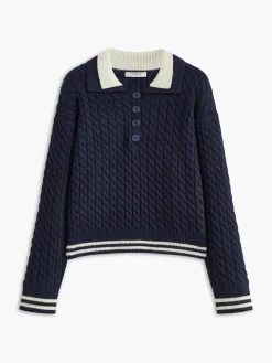 COMMENSE Contrast Binding Button Knit Top* Sweater Tops|Sweaters & Cardigans