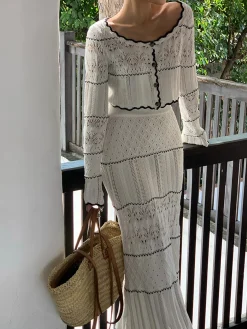 COMMENSE Contrast Binding Knit Cardigan* Cardigans|Sweaters & Cardigans