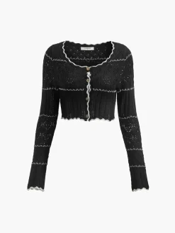 COMMENSE Contrast Binding Knit Cardigan* Cardigans|Sweaters & Cardigans