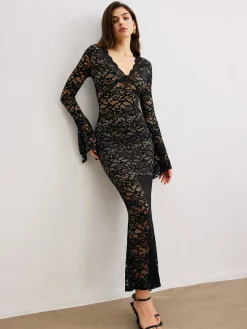 COMMENSE Contrast Binding Lace Dress* Casual Dresses|Cocktail & Party Dresses