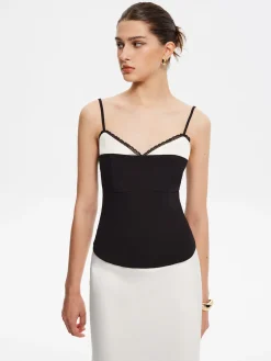 COMMENSE Contrast Binding Lace Trim Cami Top* Tank Tops & Camis|Tops