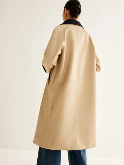 COMMENSE Contrast Binding Long Trench Coat* Outerwear|Coats