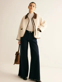 COMMENSE Contrast Binding Minky Jacket* Outerwear|Jackets
