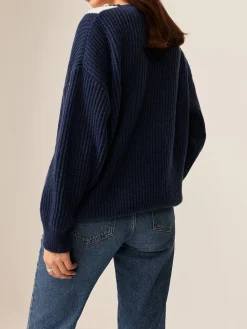 COMMENSE Contrast Binding Off-Shoulder Sweater* Sweater Tops|Sweaters & Cardigans
