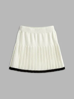 COMMENSE Contrast Binding Pleated Mini Sweater Skirt* Knitwear