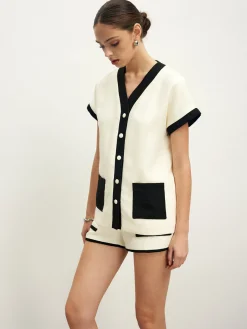 COMMENSE Contrast Binding Pockets Shirt* Blouses & Shirts|Matching Sets