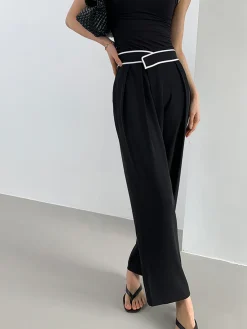 COMMENSE Contrast Binding Relaxed Casual Pants* Pants|Bottoms