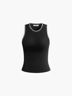 COMMENSE Contrast Binding Sweater Vest* Vests|Knitwear