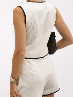 COMMENSE Contrast Binding V-Neck Sleeveless Shorts Set* Shorts Sets|Shorts