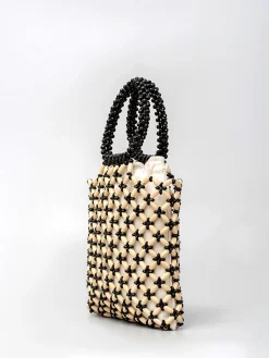 COMMENSE Contrast Binding Wood-Bead Woven Handbag* Bags|Accessories