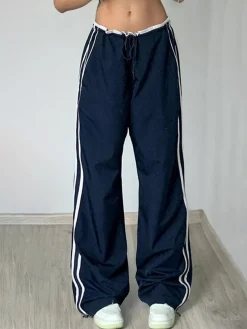 COMMENSE Contrast Binding Zipper Long Pants* Pants|Bottoms