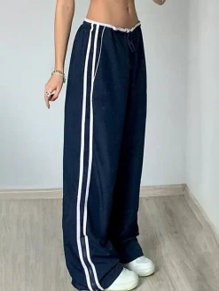 COMMENSE Contrast Binding Zipper Long Pants* Pants|Bottoms