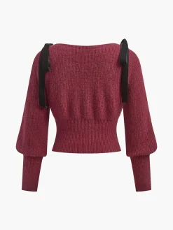 COMMENSE Contrast Bow Cinched Waist Sweater* Knitwear|Tops