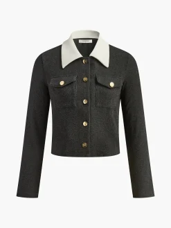 COMMENSE Contrast Collar Breasted Petite Blazer* Outerwear|Blazers