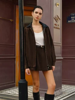 COMMENSE Contrast Collar Corduroy Zipper Jacket* Outerwear|Jackets
