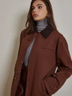 COMMENSE Contrast Collar Pleated Trench Coat* Outerwear|Coats