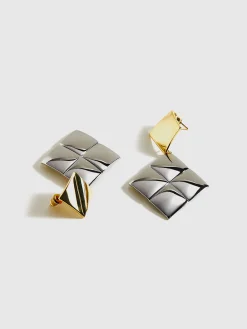 COMMENSE Contrast Color Square Pendant Earrings* Earrings|Accessories