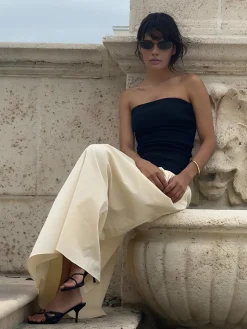 COMMENSE Contrast Color Tube Long Dress* Casual Dresses|Work Dresses