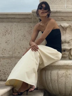 COMMENSE Contrast Color Tube Long Dress* Casual Dresses|Work Dresses
