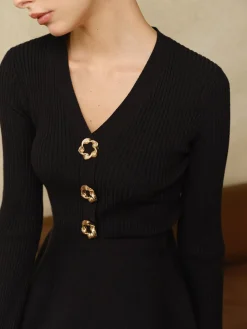 COMMENSE Contrast Cuff Ruffle Knit Top* Sweater Tops|Sweaters & Cardigans