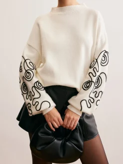 COMMENSE Contrast Curve Shift Sweater* Sweater Tops|Sweaters & Cardigans