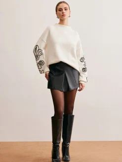 COMMENSE Contrast Curve Shift Sweater* Sweater Tops|Sweaters & Cardigans