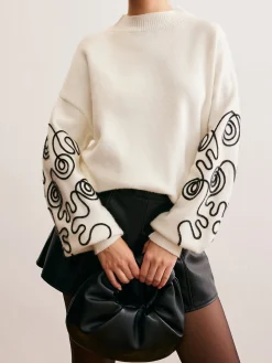 COMMENSE Contrast Curve Shift Sweater* Sweater Tops|Sweaters & Cardigans