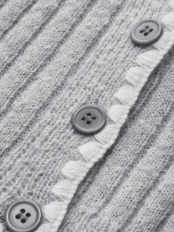 COMMENSE Contrast Embroidered Trim Button Cardigan* Cardigans|Sweaters & Cardigans