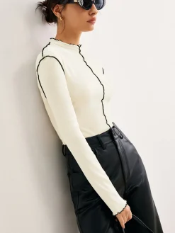COMMENSE Contrast Lettuce Trim Blouse* Blouses & Shirts|Tops