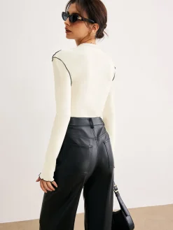 COMMENSE Contrast Lettuce Trim Blouse* Blouses & Shirts|Tops