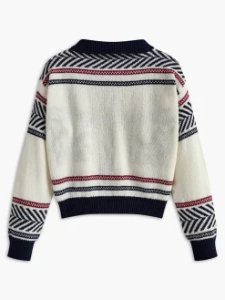 COMMENSE Contrast Pattern Zipper Short Cardigan* Cardigans|Sweaters & Cardigans
