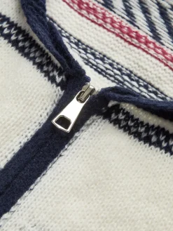 COMMENSE Contrast Pattern Zipper Short Cardigan* Cardigans|Sweaters & Cardigans