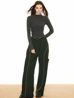COMMENSE Contrast Piping Drawstring Pants* Pants|Bottoms