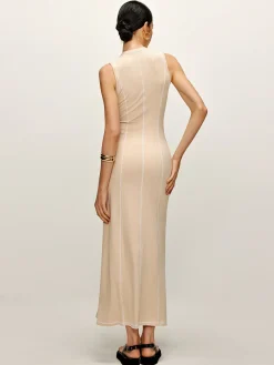 COMMENSE Contrast Piping Knit Tank Dress* Casual Dresses|Summer Dresses