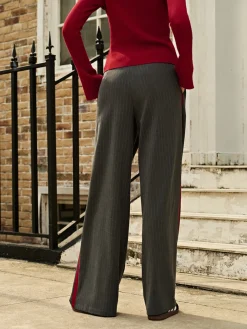 COMMENSE Contrast Piping Pinstripe Pants* Pants|Bottoms