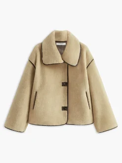 COMMENSE Contrast Piping Shift Minky Coat* Outerwear|Jackets