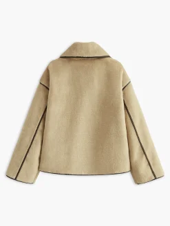 COMMENSE Contrast Piping Shift Minky Coat* Outerwear|Jackets