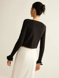 COMMENSE Contrast Ruffle Skinny Cardigan* Cardigans|Sweaters & Cardigans