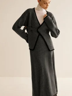 COMMENSE Contrast Side Piping Belted Sweater Co-ords* Sweater Tops|Sweaters & Cardigans