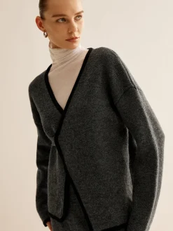 COMMENSE Contrast Side Piping Belted Sweater Co-ords* Sweater Tops|Sweaters & Cardigans