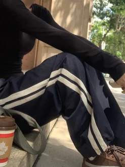 COMMENSE Contrast Side Trim Drawstring Pants* Pants|Bottoms