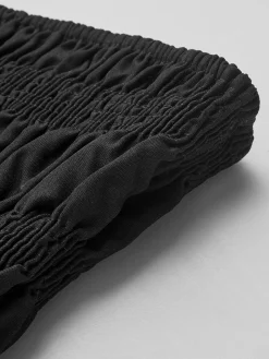 COMMENSE Contrast Strapless Pleated Short Dress* Black Dresses|Casual Dresses